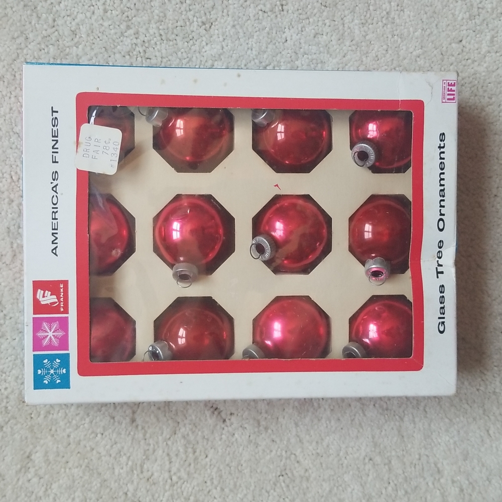 💗 Vintage AMERICA'S FINEST Franke Sons Co Glass Christmas Tree  Ornaments